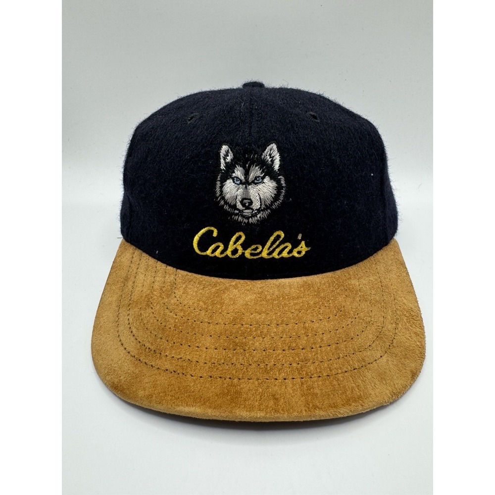 VTG Cabela's Iditarod Wolf Strapback Hat USA Wool Suede Outdoor Cap